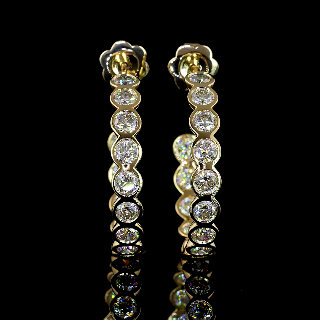 4.32 Cts 14K YELLOW GOLD Round Shape C Hoops Earring