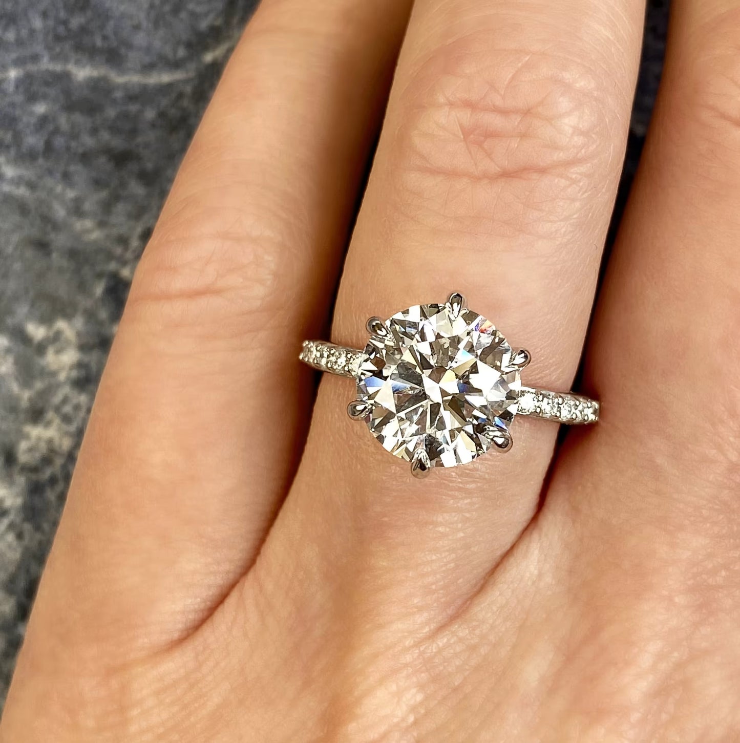 2.50 Ct Royale Pavé Round Floral Basket 1.8 MM French Set Pave Ring