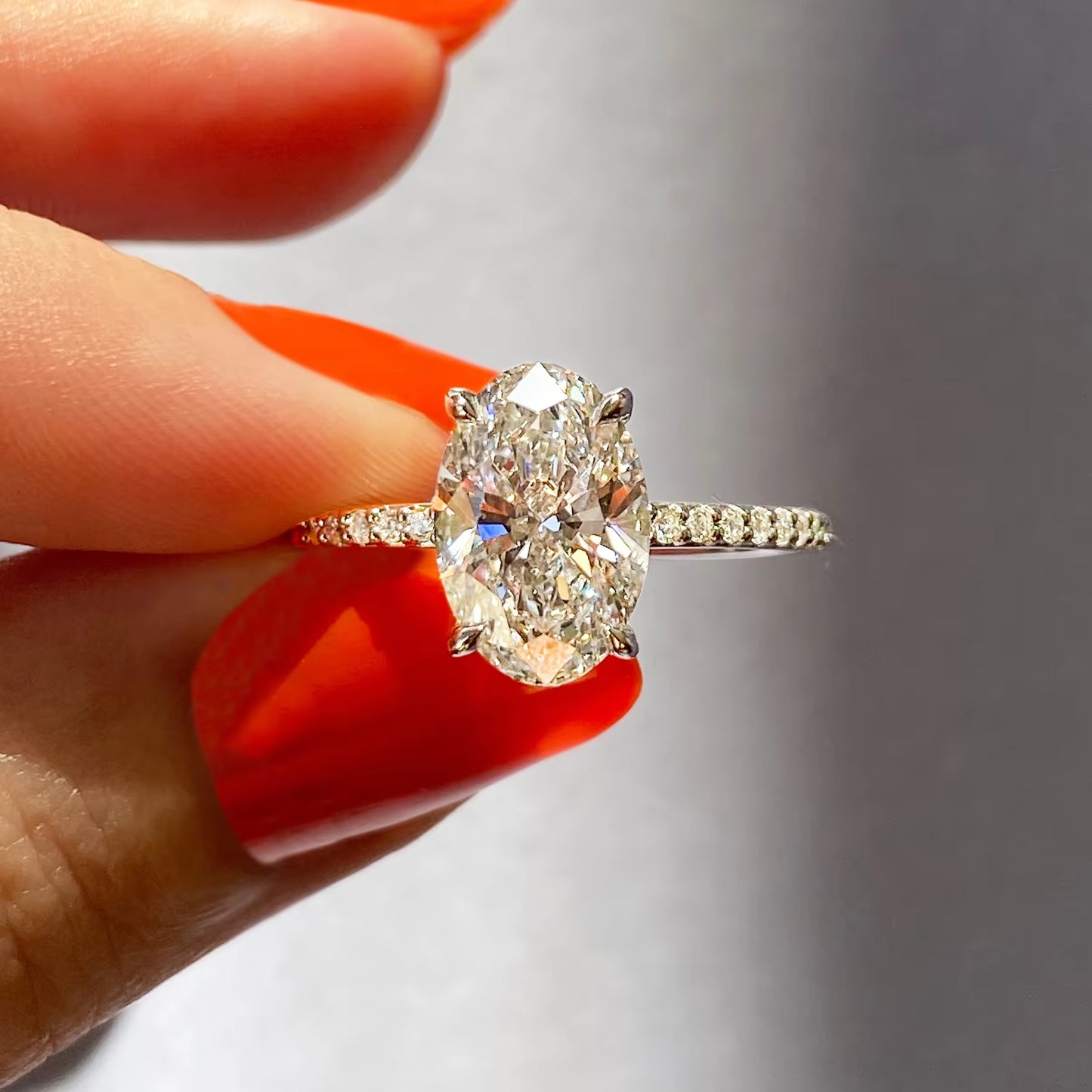 2.25 Ct Harper Pavé Oval Center with 1.5mm French Set Pavé Ring