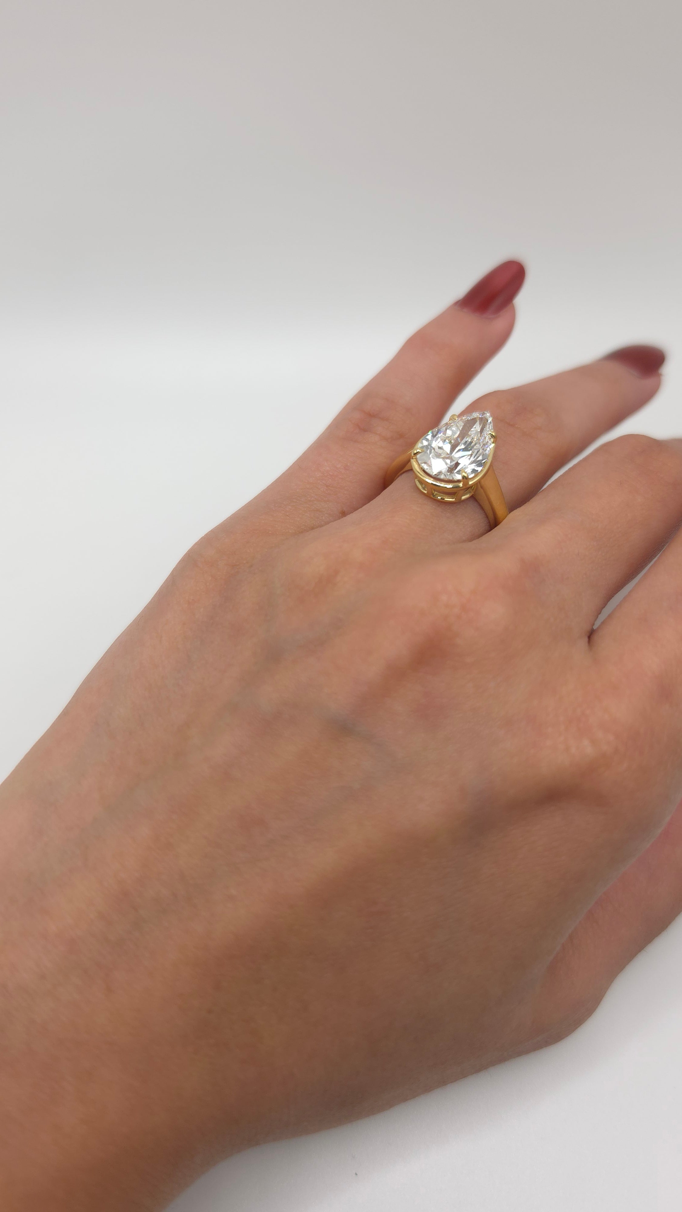 4.10 Ct Luxury Pear Cut Diamond Engagement Ring | Classic Yellow Gold Promise Ring