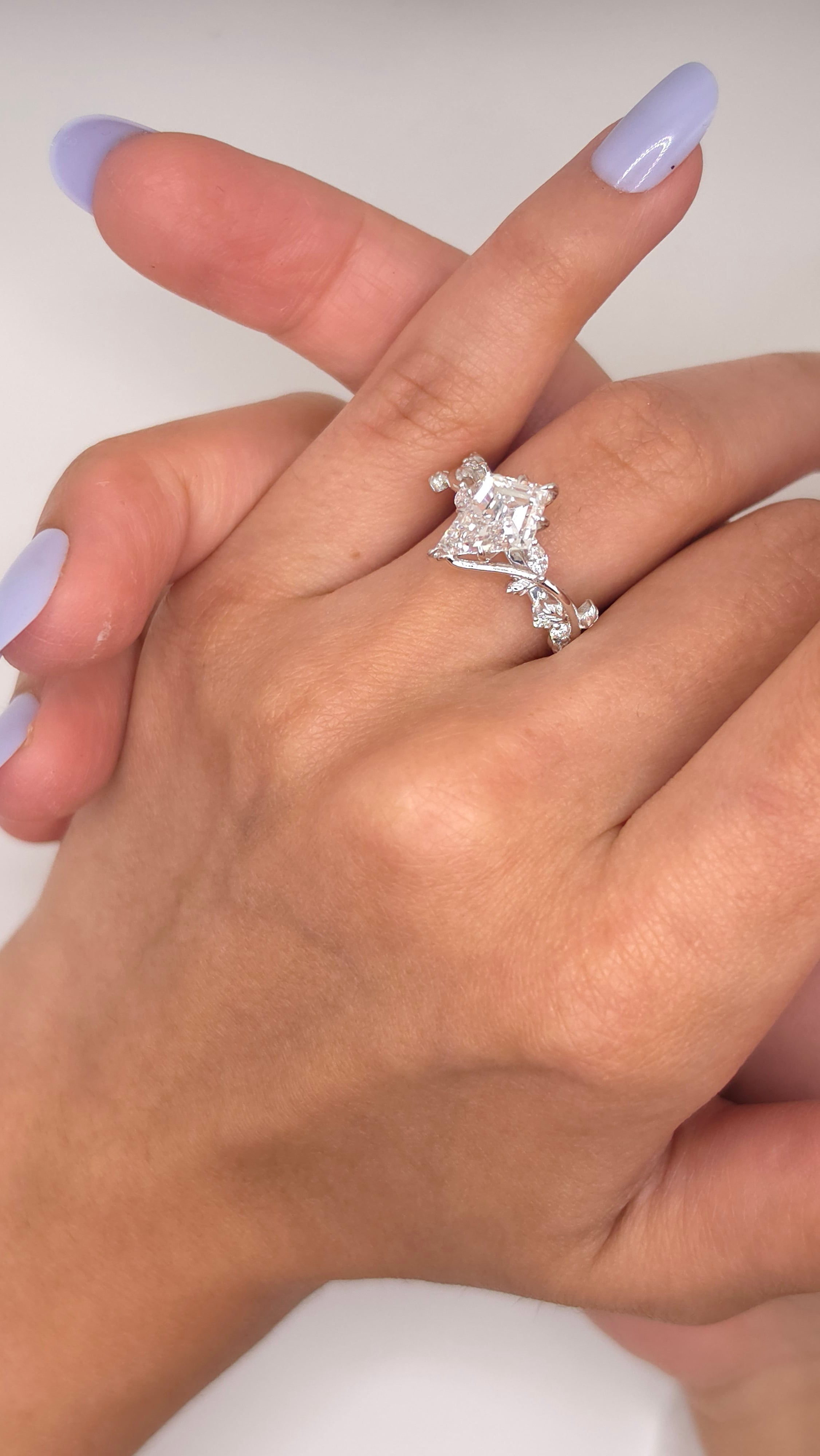 2.33 Ct Vintage Vine Engagement Ring with Kite Cut Lab Grown Diamond