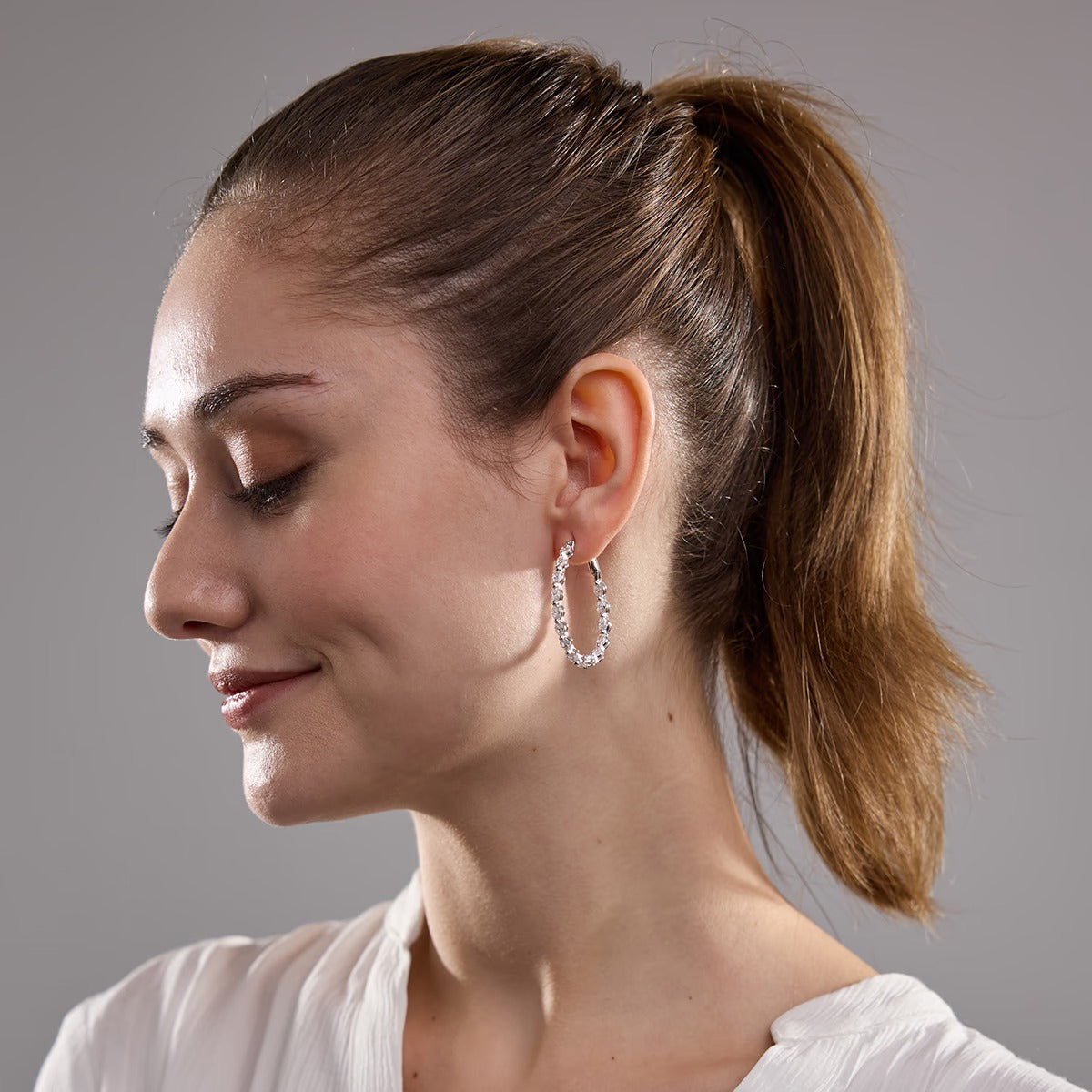 5 Ct Oval Lab Grown Diamond Inside Out Hoop Earrings