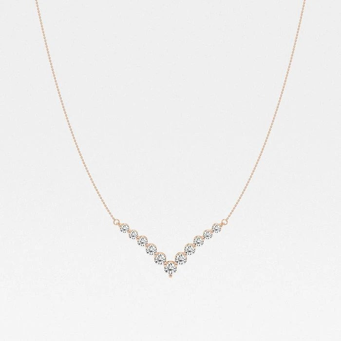 2.20 Ct Round Lab Grown Diamond Chevron Fashion Necklace