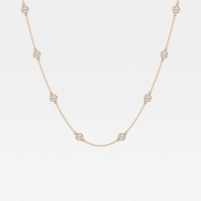 3.00 Ct Round Lab Grown Diamond Station Fashion Necklace