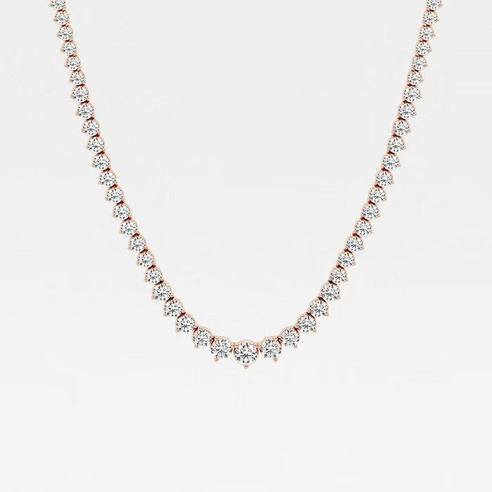 22.00 Ct Round Lab Grown Diamond Graduated Riviera Tennis Necklace