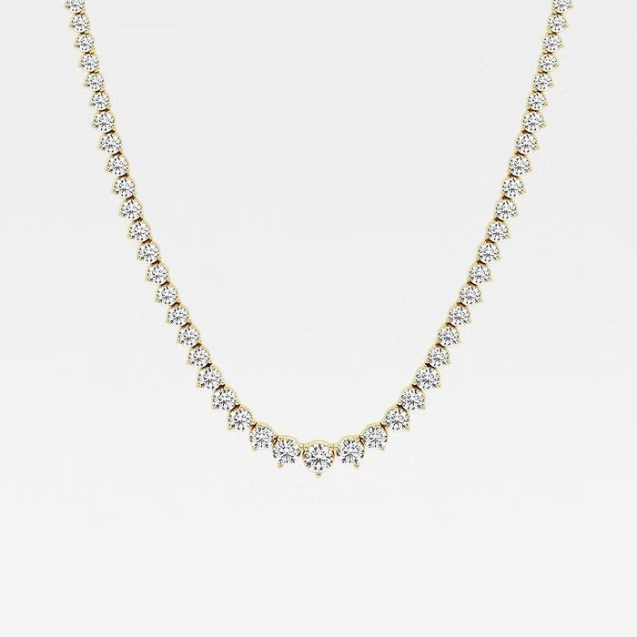 22.00 Ct Round Lab Grown Diamond Graduated Riviera Tennis Necklace