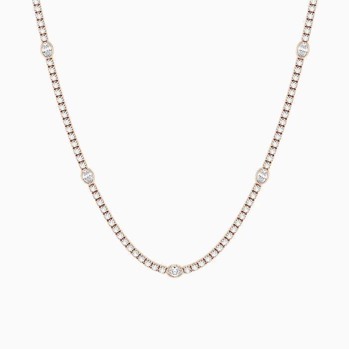 10.00 Ct Round With Oval Lab Grown Diamond Station Tennis Necklace