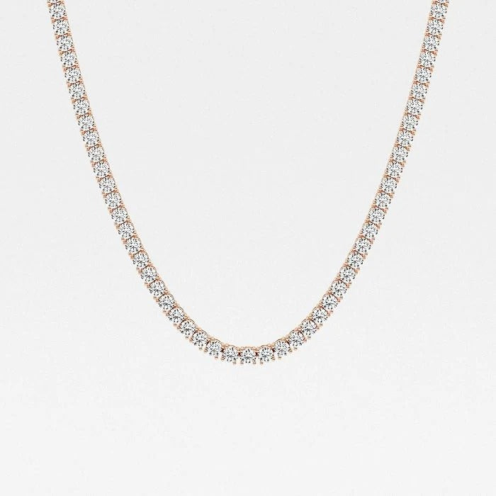 23.70 Ct Round Lab Grown Diamond Four Prong Tennis Necklace