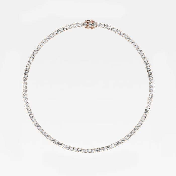 23.70 Ct Round Lab Grown Diamond Four Prong Tennis Necklace