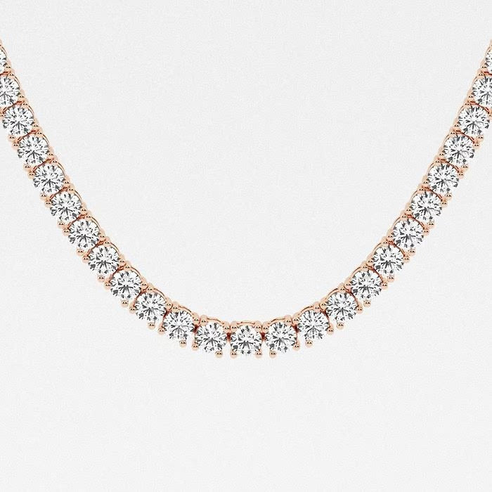 23.70 Ct Round Lab Grown Diamond Four Prong Tennis Necklace