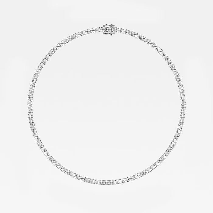 23.70 Ct Round Lab Grown Diamond Four Prong Tennis Necklace