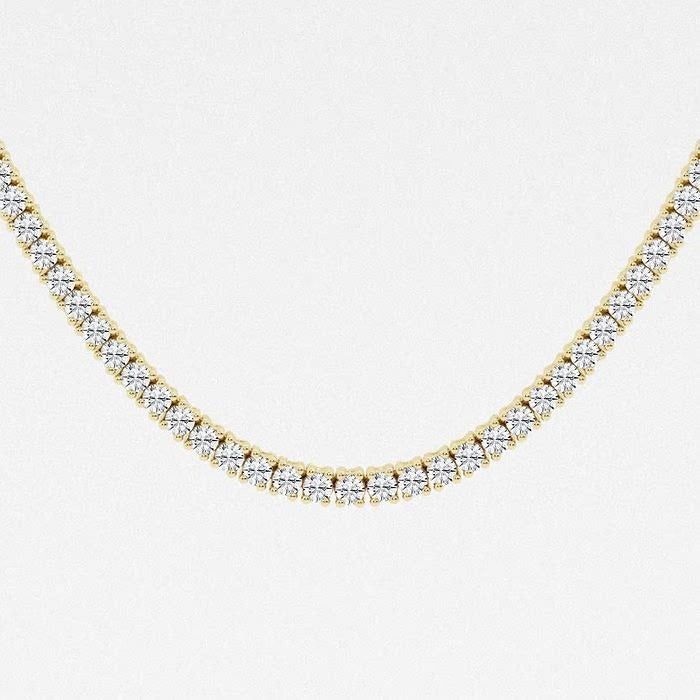 12.50 Ct Round Lab Grown Diamond Prong Tennis Necklace