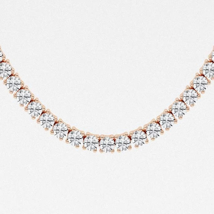 17.60 Ct Round Lab Grown Diamond Four Prong Tennis Fashion Necklace