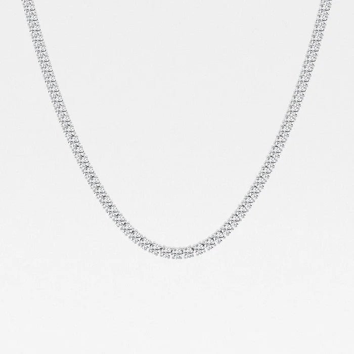 17.60 Ct Round Lab Grown Diamond Four Prong Tennis Fashion Necklace