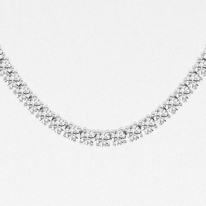 17.60 Ct Round Lab Grown Diamond Four Prong Tennis Fashion Necklace