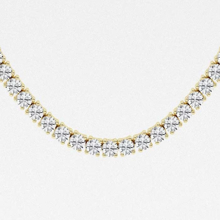17.60 Ct Round Lab Grown Diamond Four Prong Tennis Fashion Necklace