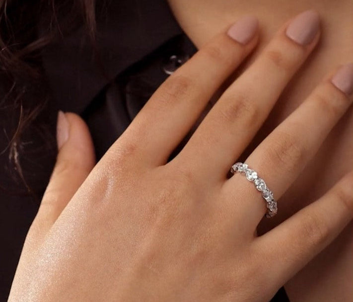 5.00 Ct Oval Diamond Eternity Band (East-West Set) Prong Set Wedding Ring