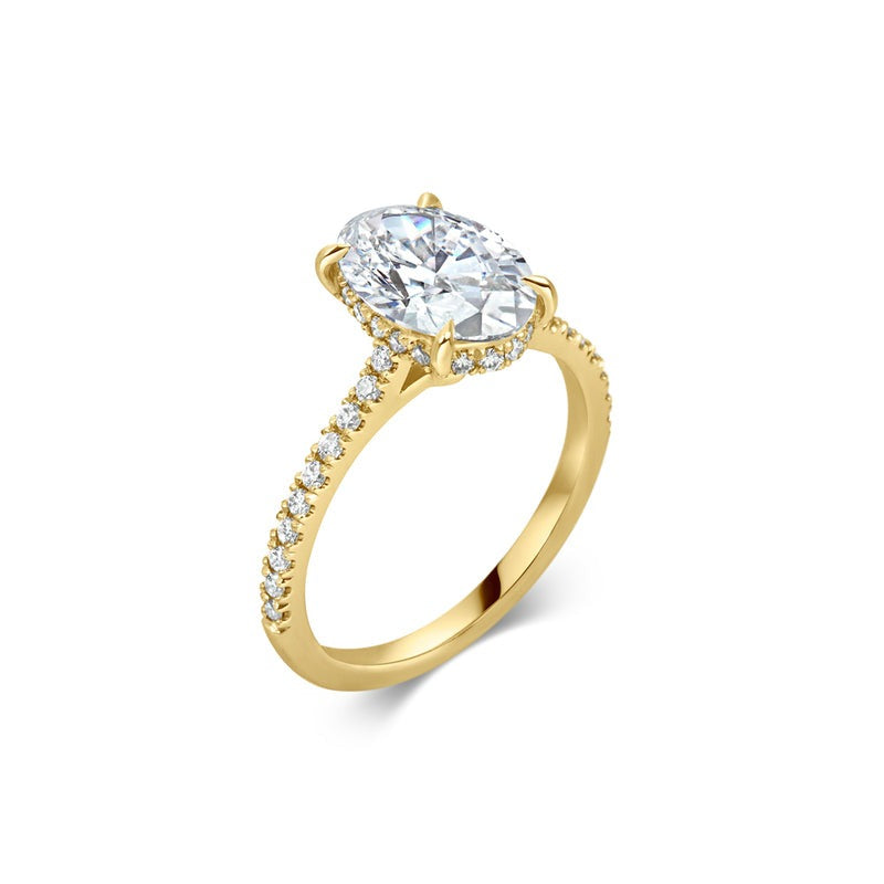 2.30 Ct In Oval Bardot Scallop Engagement Ring