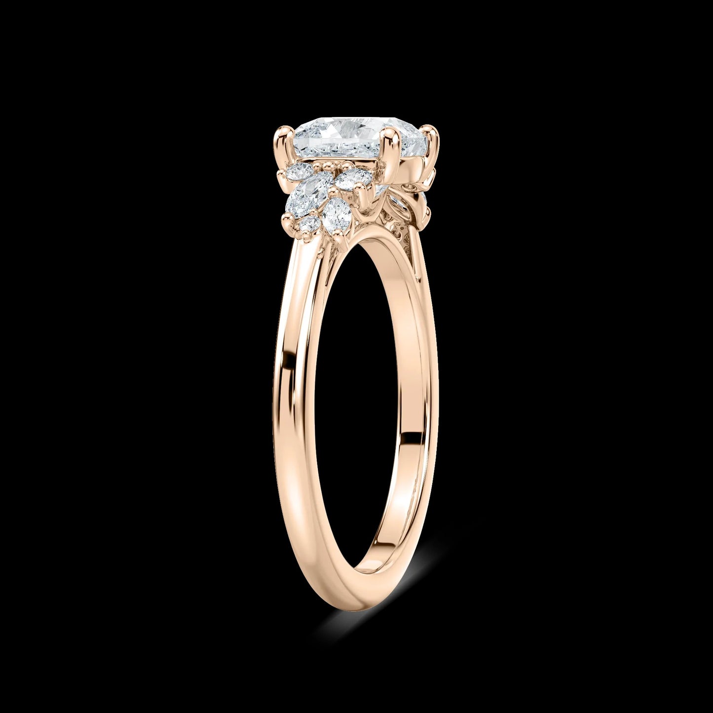 1.75 Ct In Square Cushion Bardot Scallop Engagement Ring