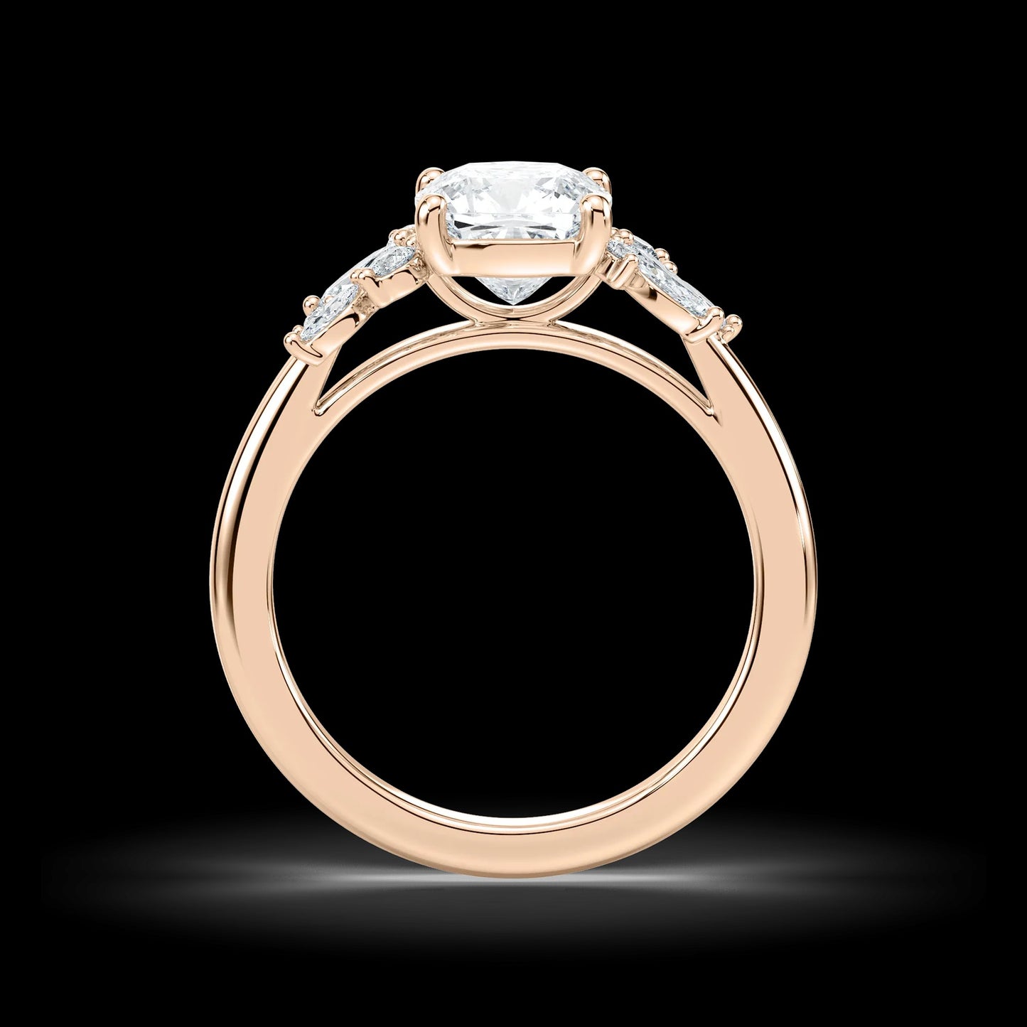 1.75 Ct In Square Cushion Bardot Scallop Engagement Ring