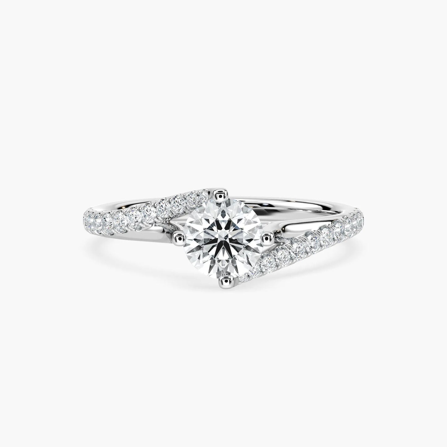 1.10 Ct In Round Bardot Scallop Engagement Ring