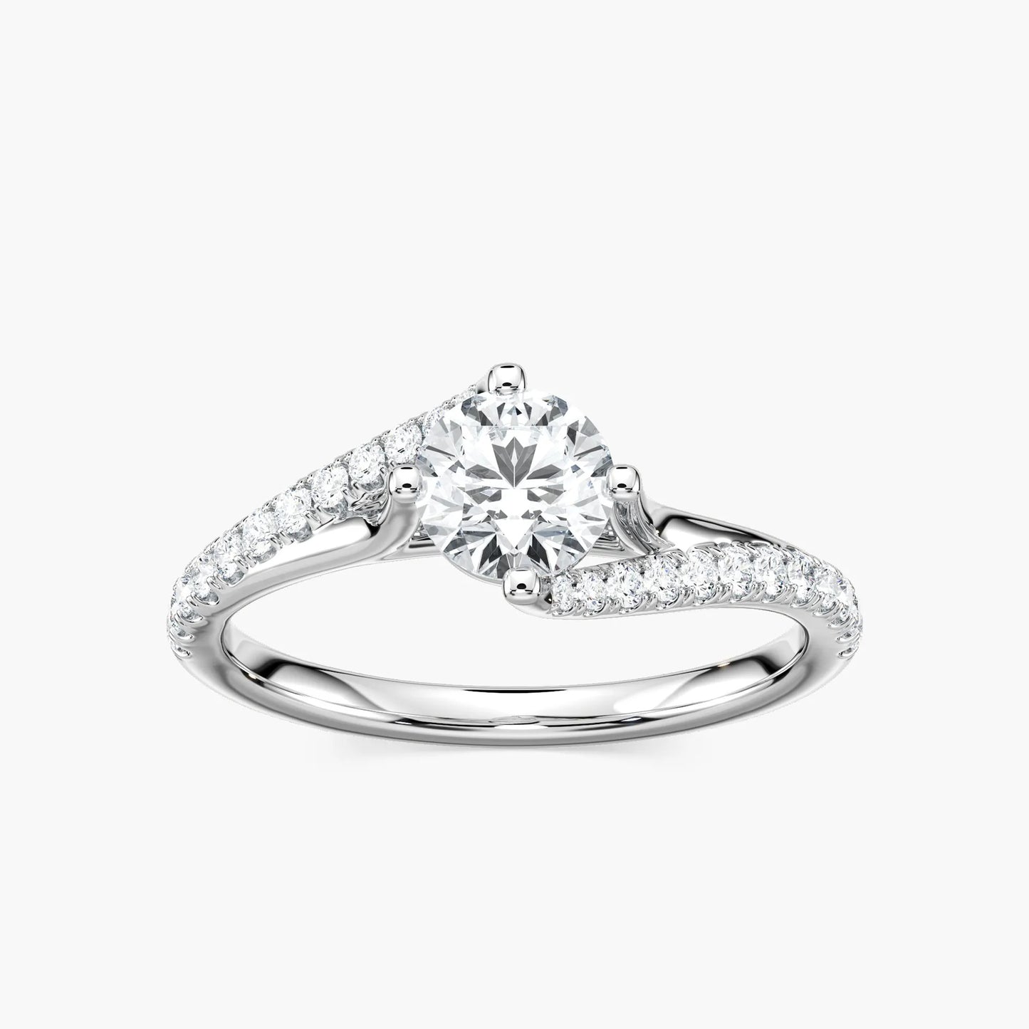1.10 Ct In Round Bardot Scallop Engagement Ring