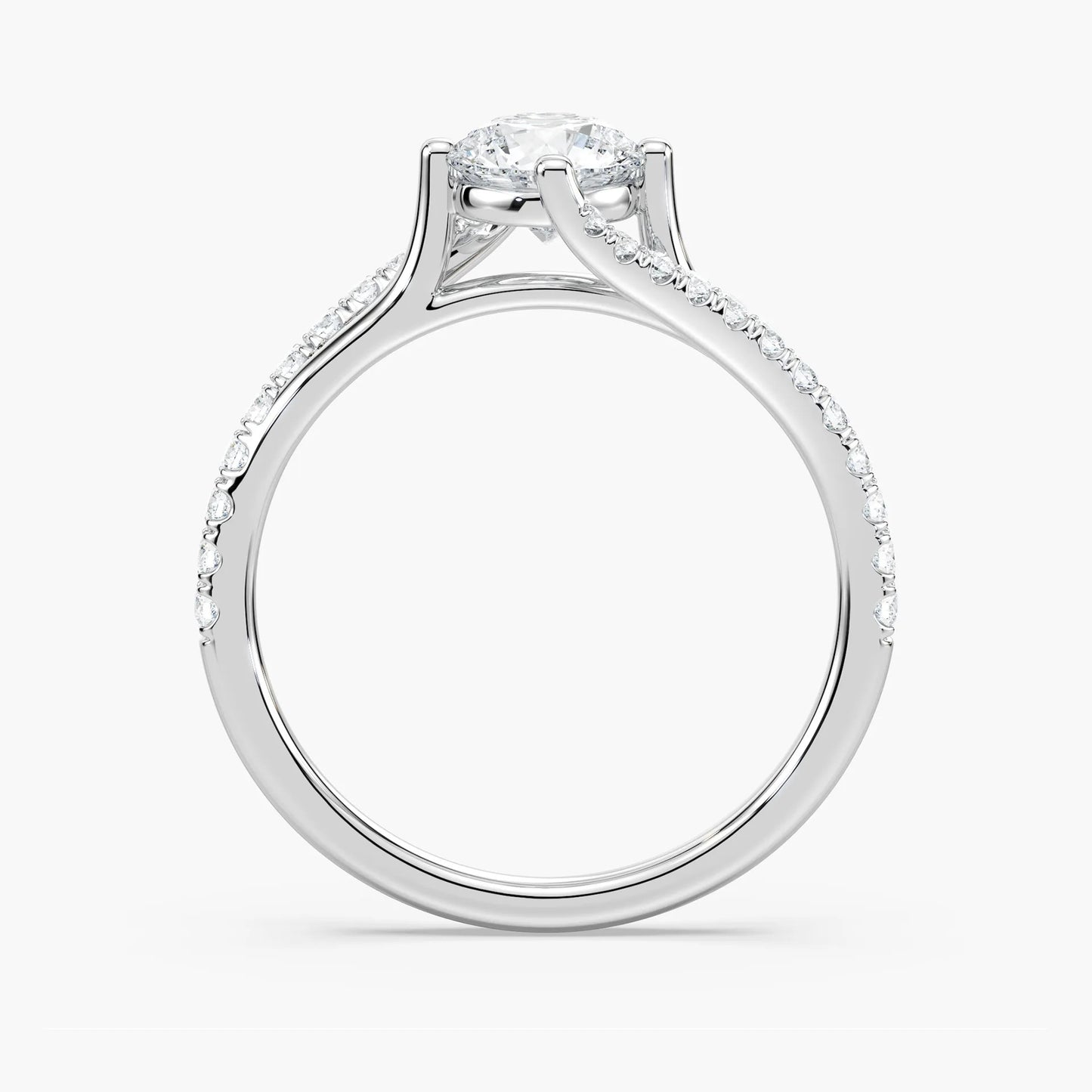 1.10 Ct In Round Bardot Scallop Engagement Ring