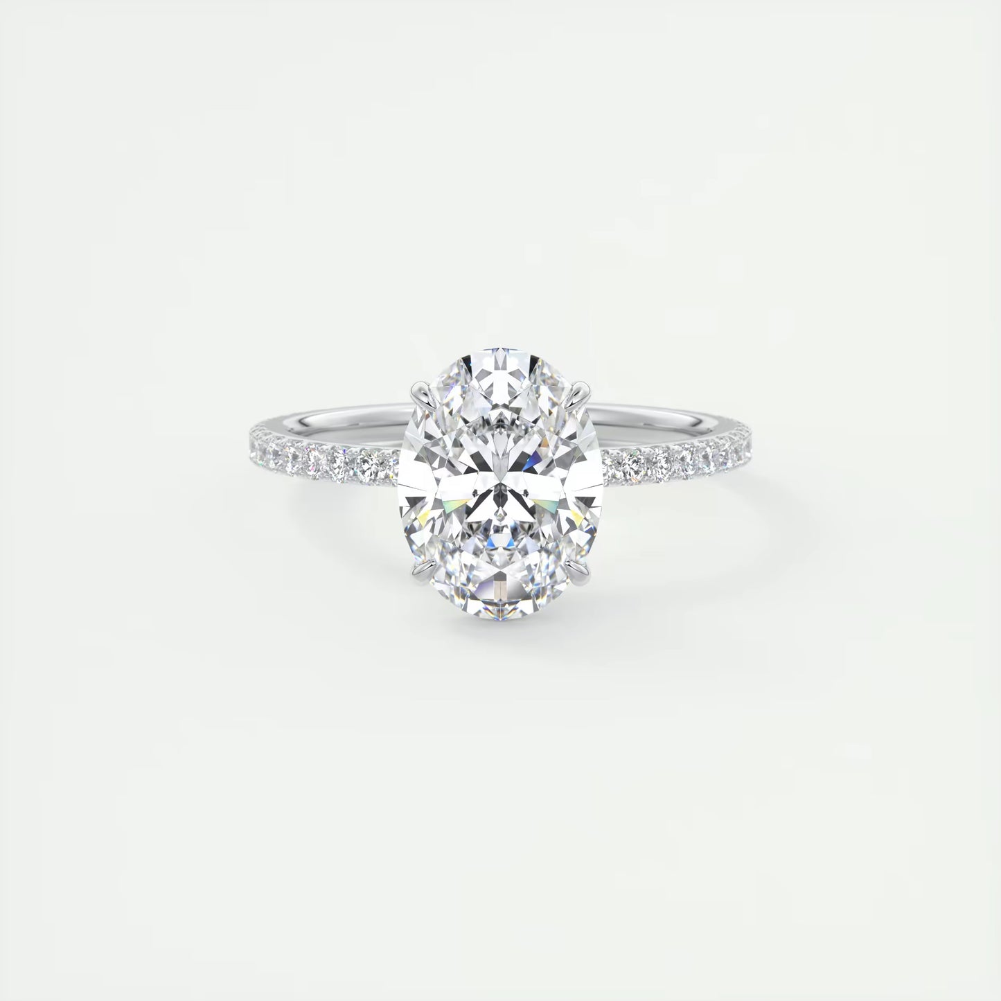 2.25 Ct Harper Pavé Oval Center with 1.5mm French Set Pavé Ring
