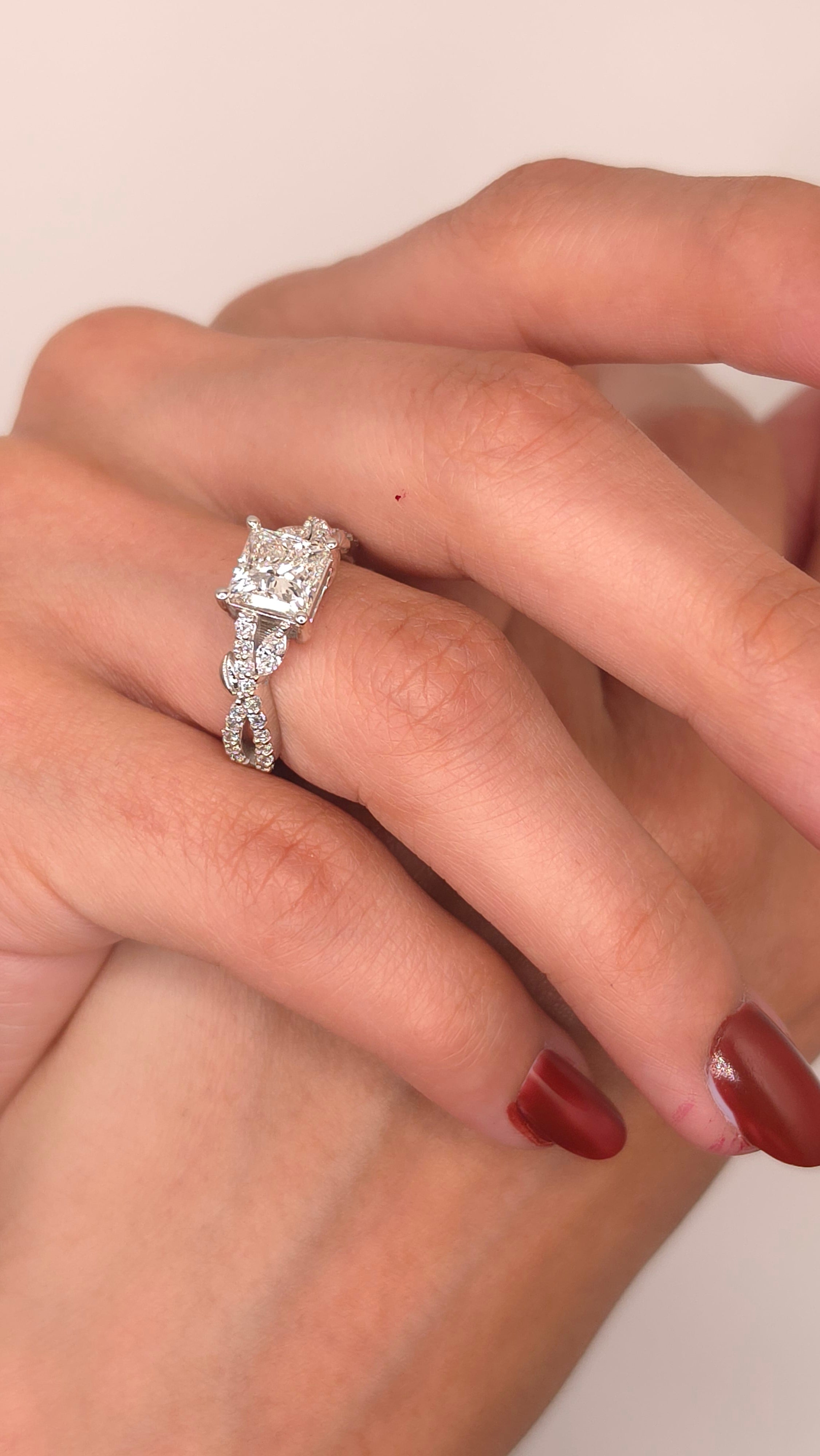 2.25 Ct Twisted Infinity Diamond Engagement Ring | Princess Cut Bridal Ring