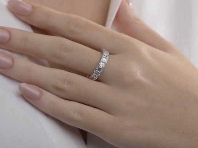 5.00 Ct Radiant Diamond Eternity Band (North-South Set) Prong Set Wedding Ring