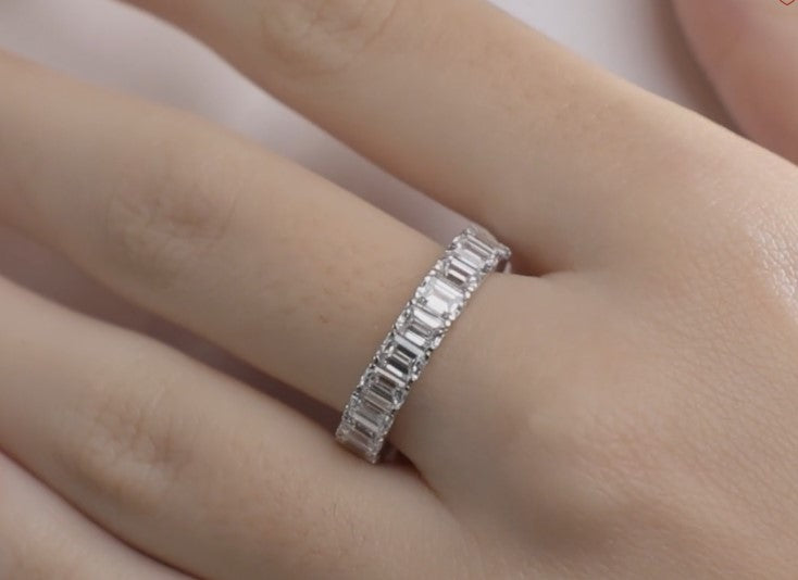 5.00 Ct Radiant Diamond Eternity Band (North-South Set) Prong Set Wedding Ring