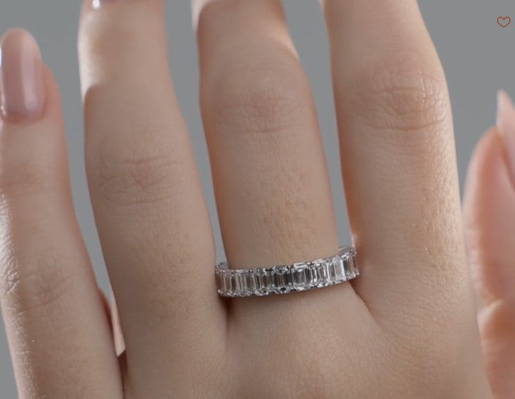 5.00 Ct Radiant Diamond Eternity Band (North-South Set) Prong Set Wedding Ring