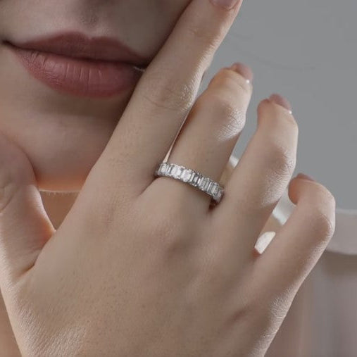 5.00 Ct Radiant Diamond Eternity Band (North-South Set) Prong Set Wedding Ring