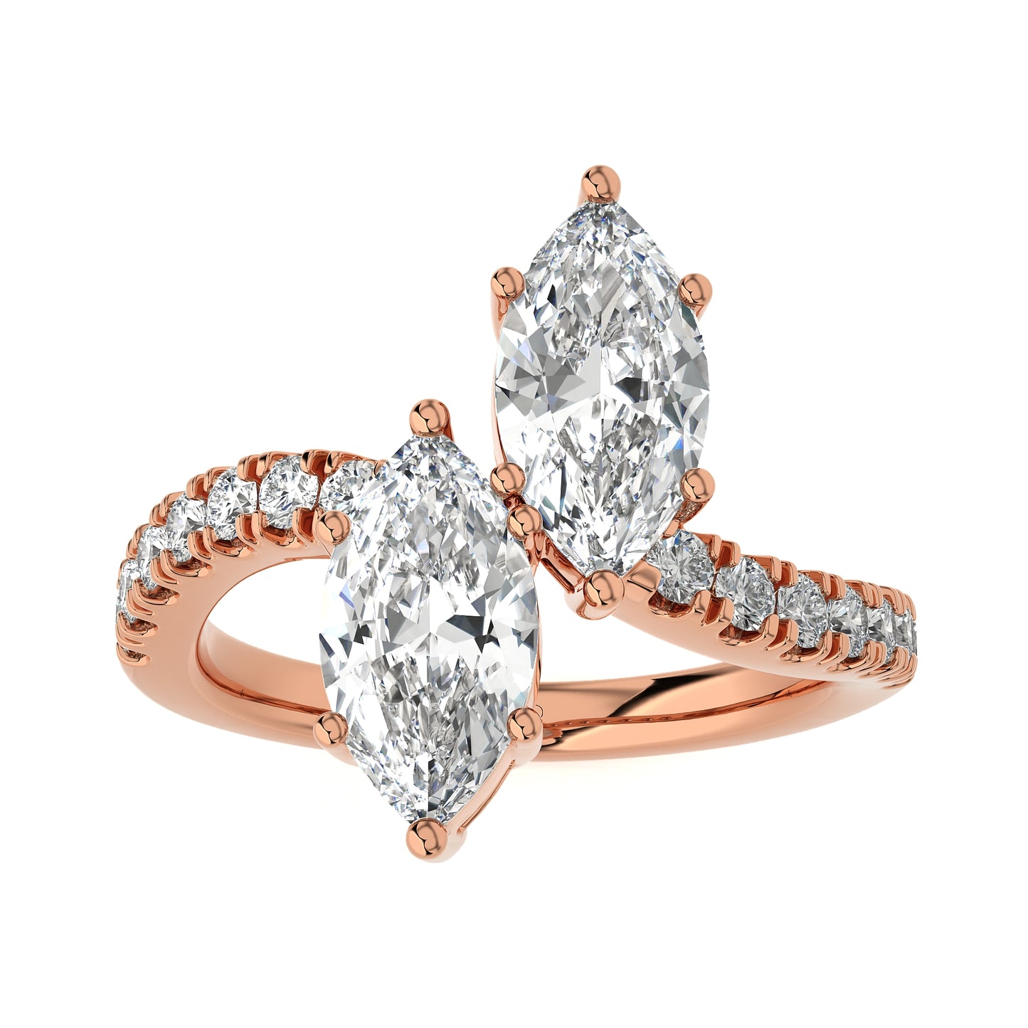 1.76 Ct Toi Et Moi Ring By-Pass Shank Engagement Ring & Wedding Ring