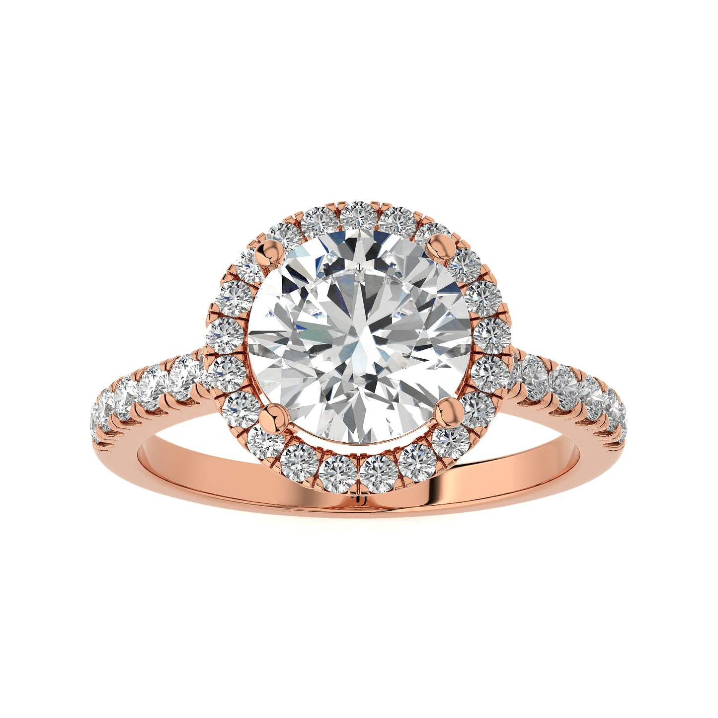 2.41 Ct Engagement Ring with Halo/Pave & Wedding Rings