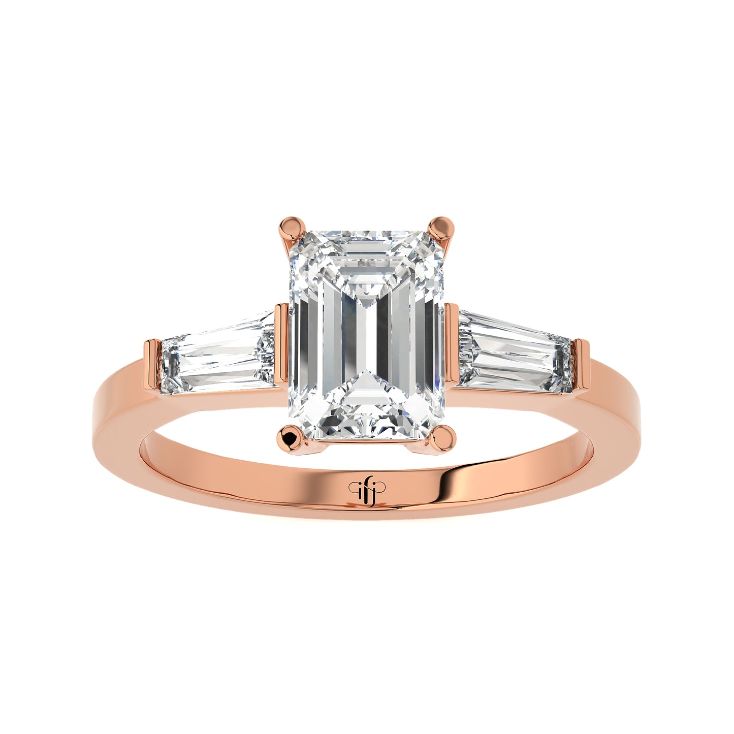 1.68 Ct Three Stone Rings Engagement Ring & Wedding Rings