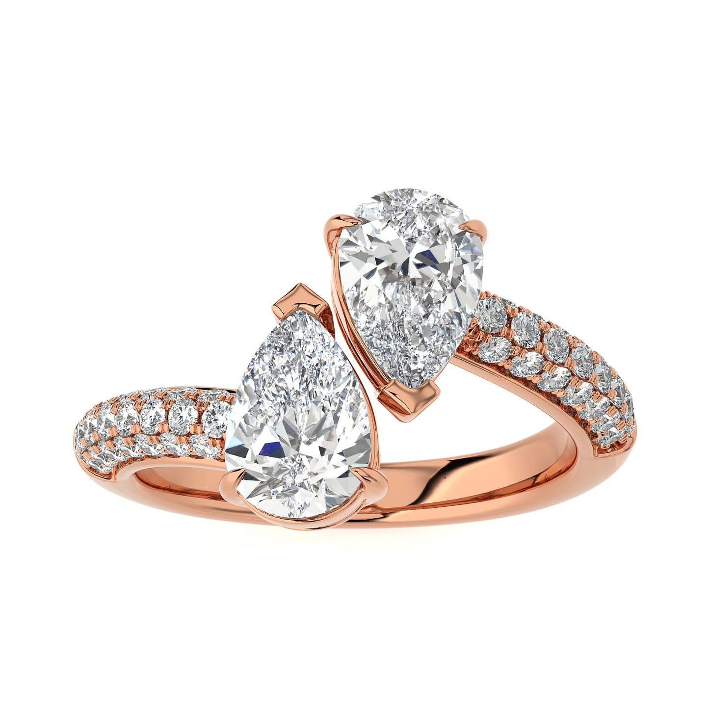 1.99 Ct Fashion Ring - 2 Solitaire with Halo/Pave Engagement & Wedding Rings