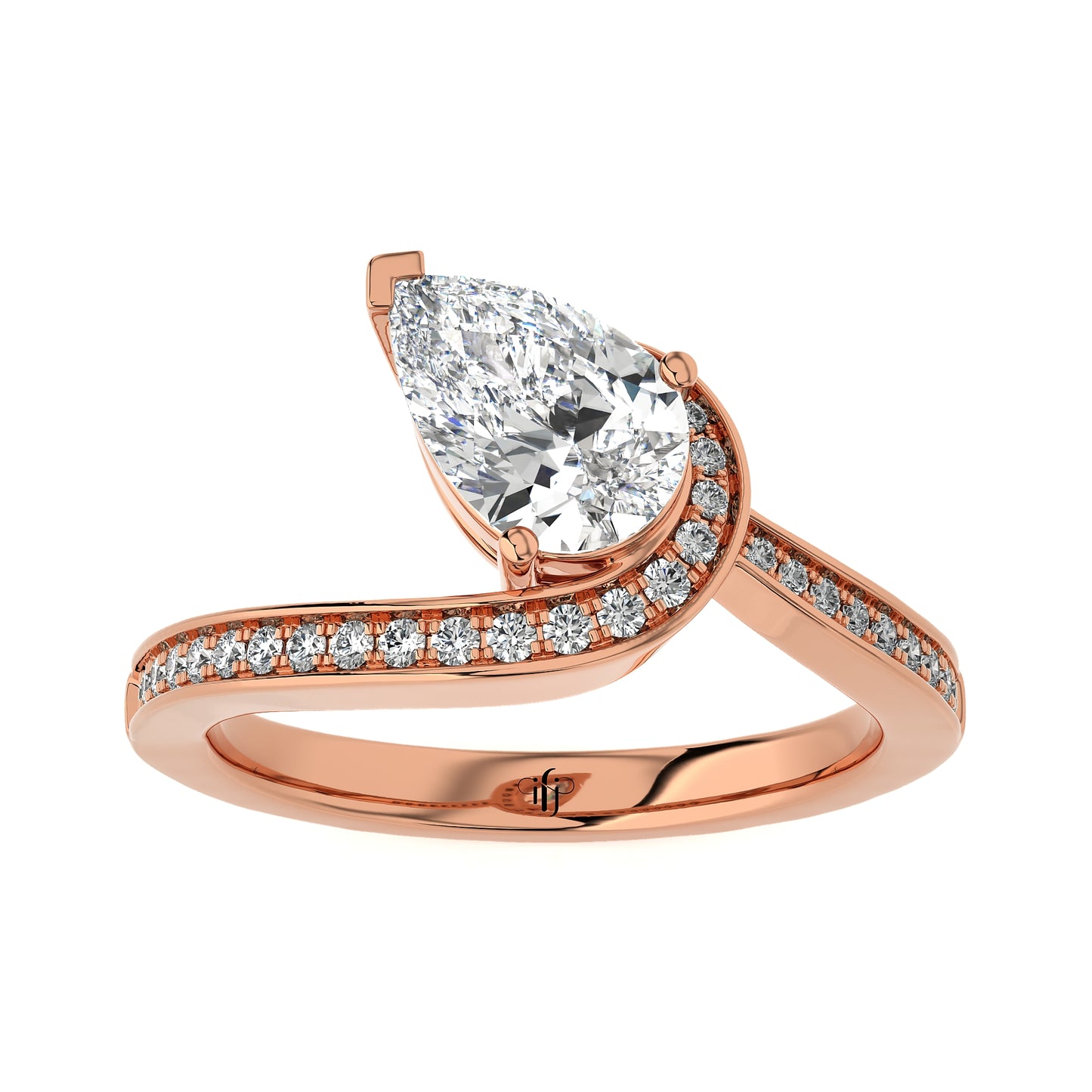 1.22 Ct Wave Harmony Pear Diamond Engagement Ring & Wedding Ring