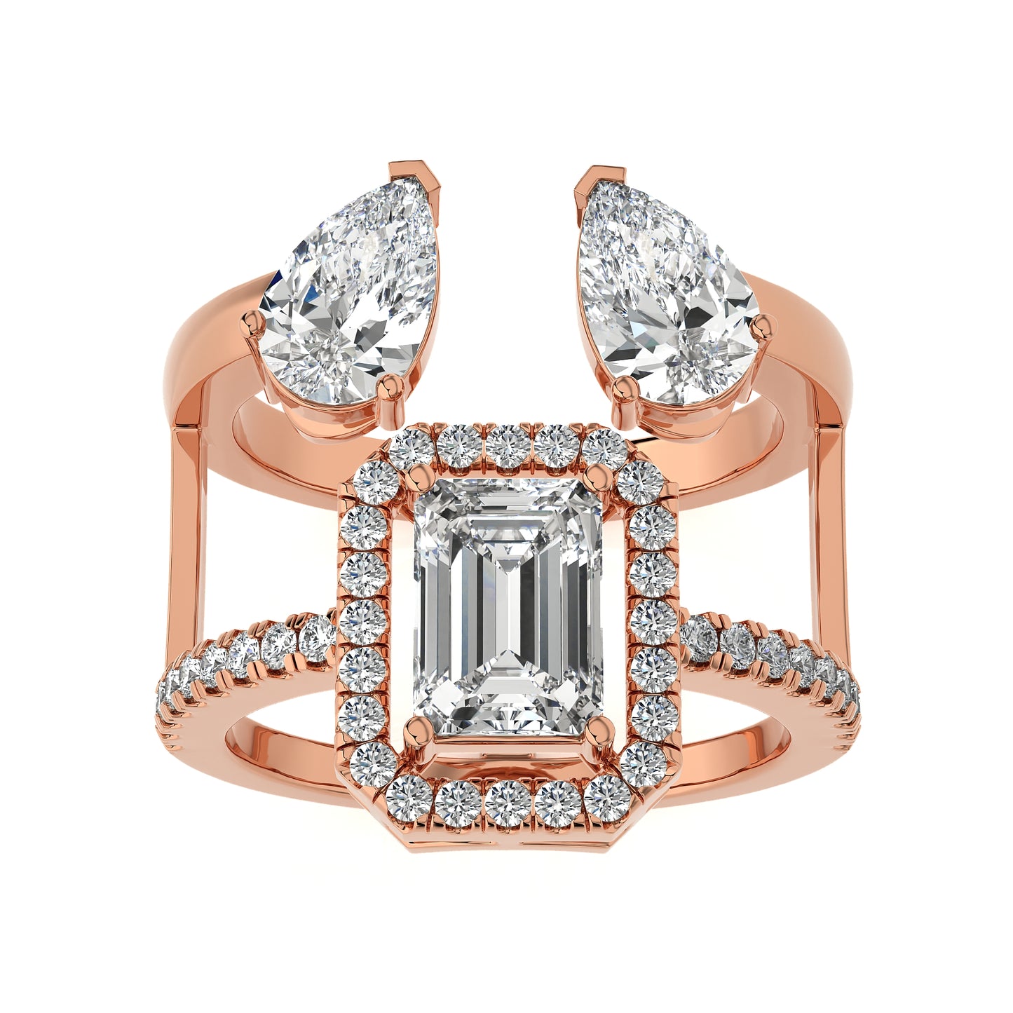 3.28 Ct Halo/Pave Double Claw Engagement Ring & Wedding Ring