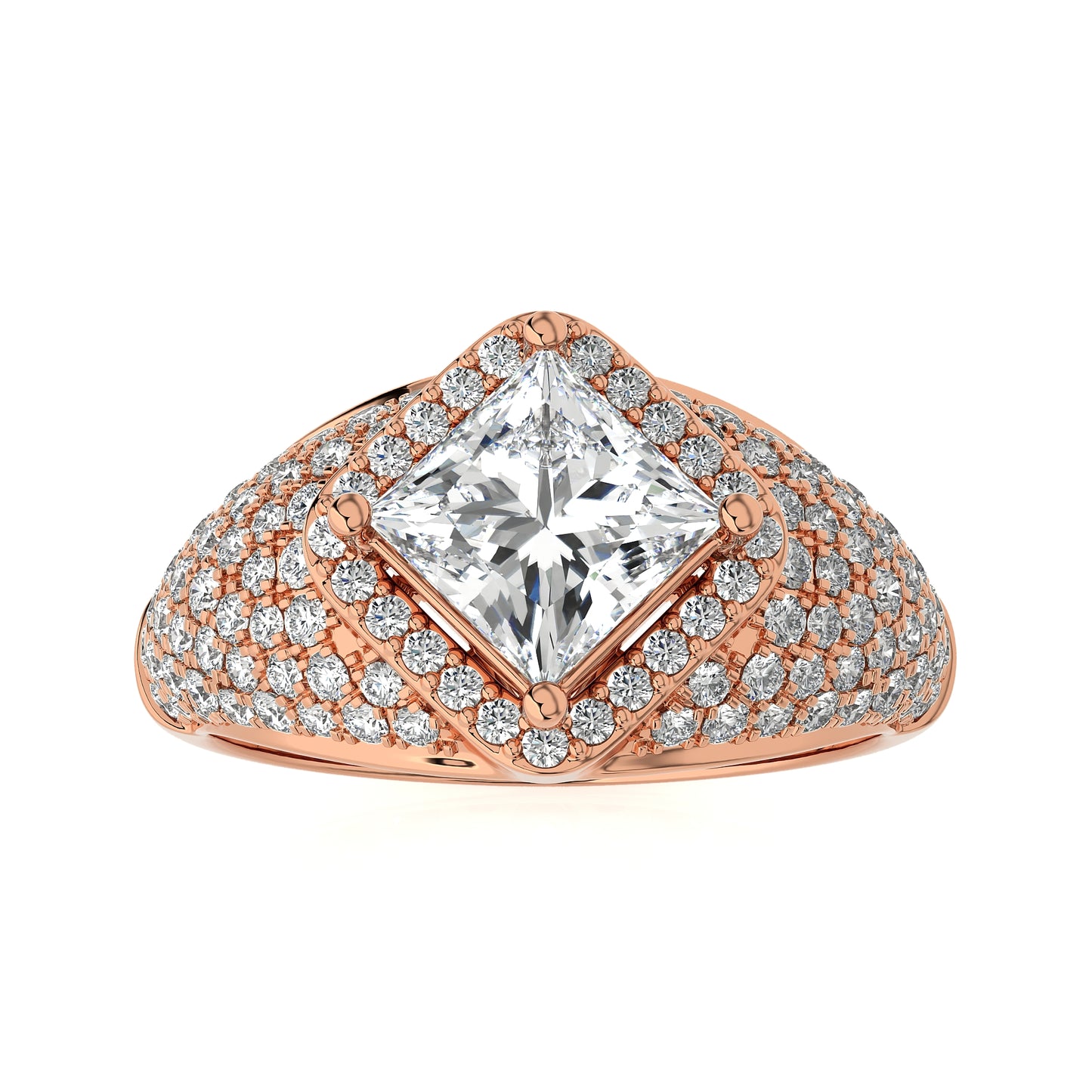2.66Ct Halo/Pave Engagement Ring & Wedding Ring
