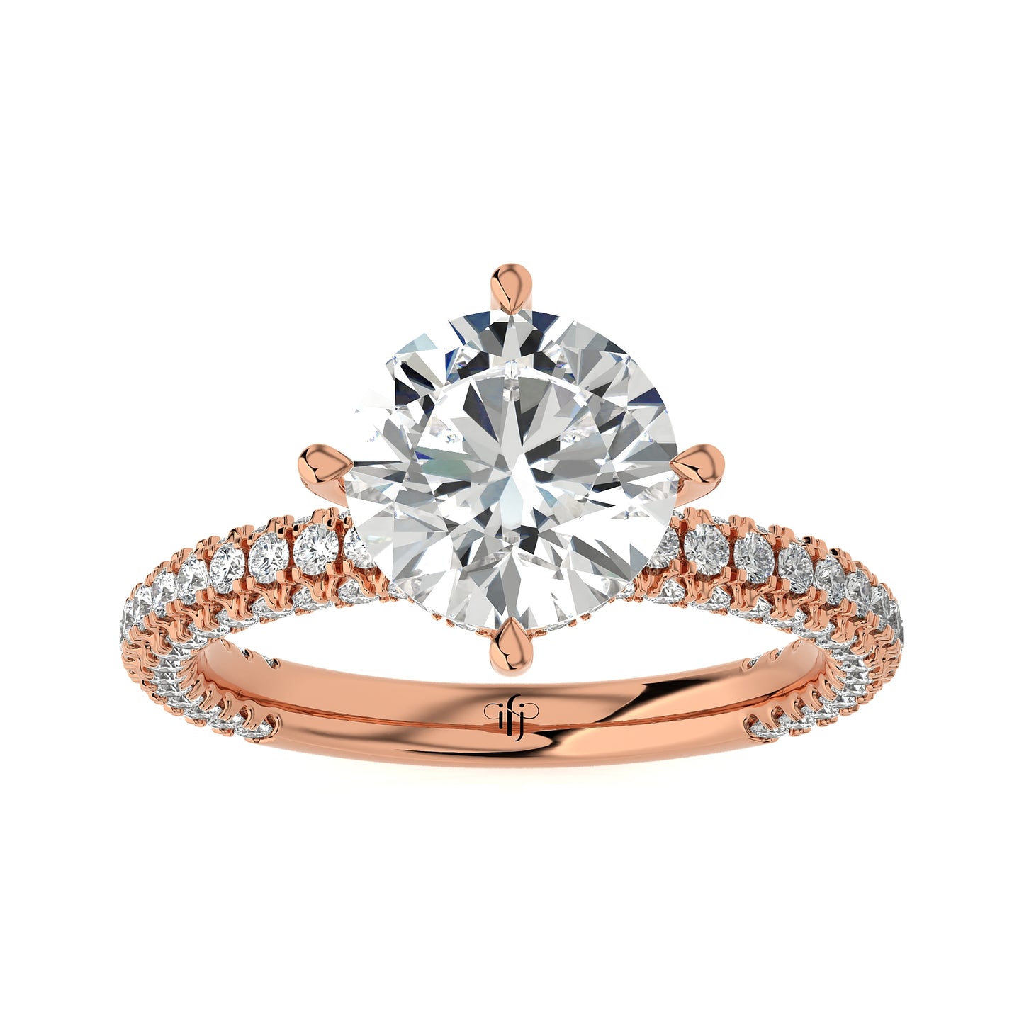 2.14 Ct Round Engagement Ring with Halo/Pave & Wedding Ring