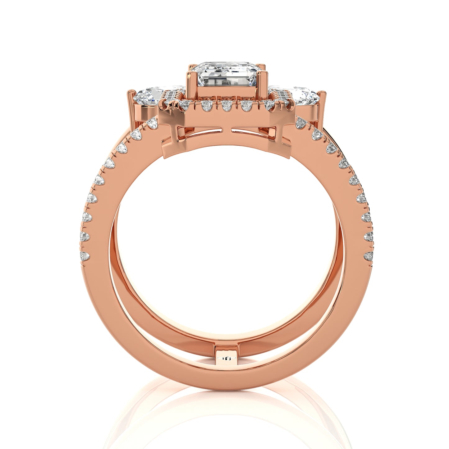 3.28 Ct Halo/Pave Double Claw Engagement Ring & Wedding Ring