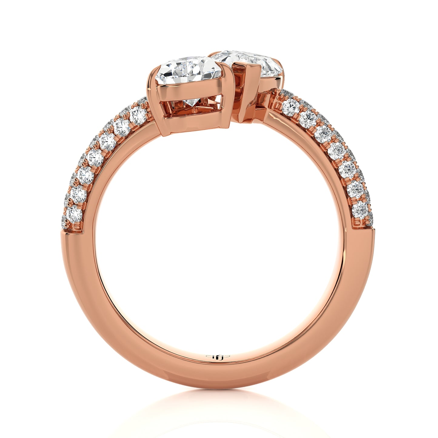 1.99 Ct Fashion Ring - 2 Solitaire with Halo/Pave Engagement & Wedding Rings