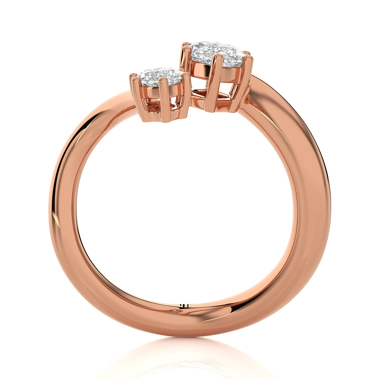 0.95 Ct Two Stone Open Style Engagement Ring & Wedding Ring