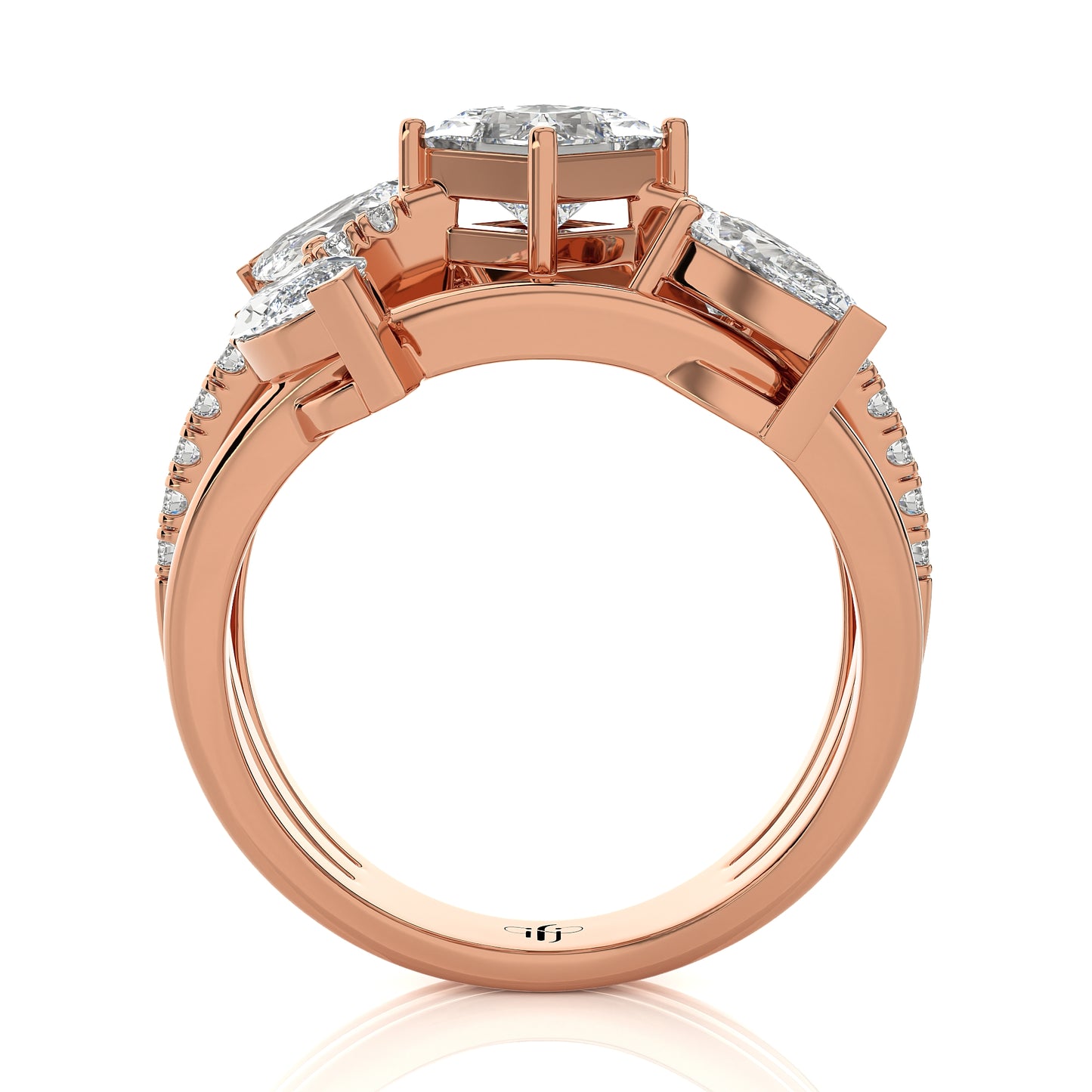 2.92 Ct Halo Engagement Ring & Wedding Ring