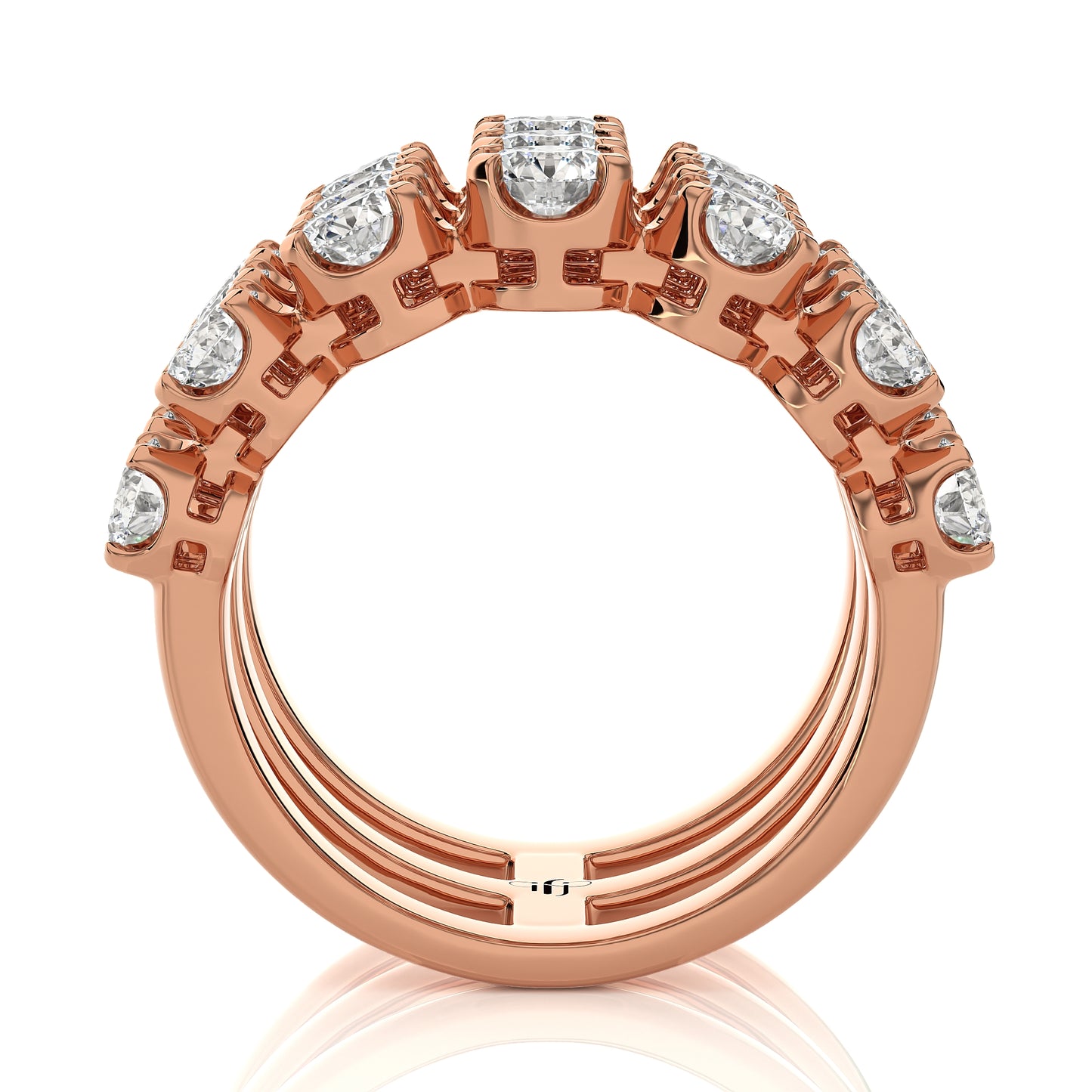 3.52 Ct Round 3 Row Pave Anniversary Engagement & Wedding Rings