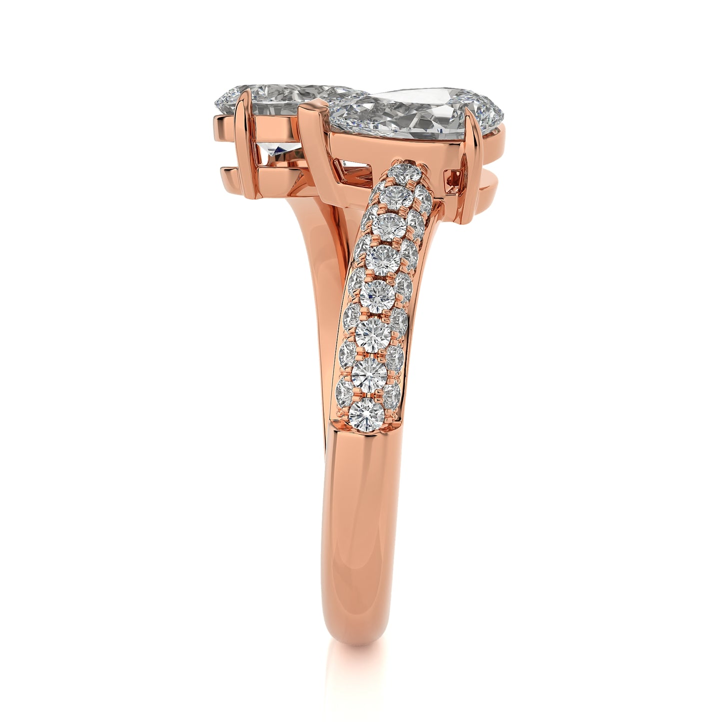 1.99 Ct Fashion Ring - 2 Solitaire with Halo/Pave Engagement & Wedding Rings