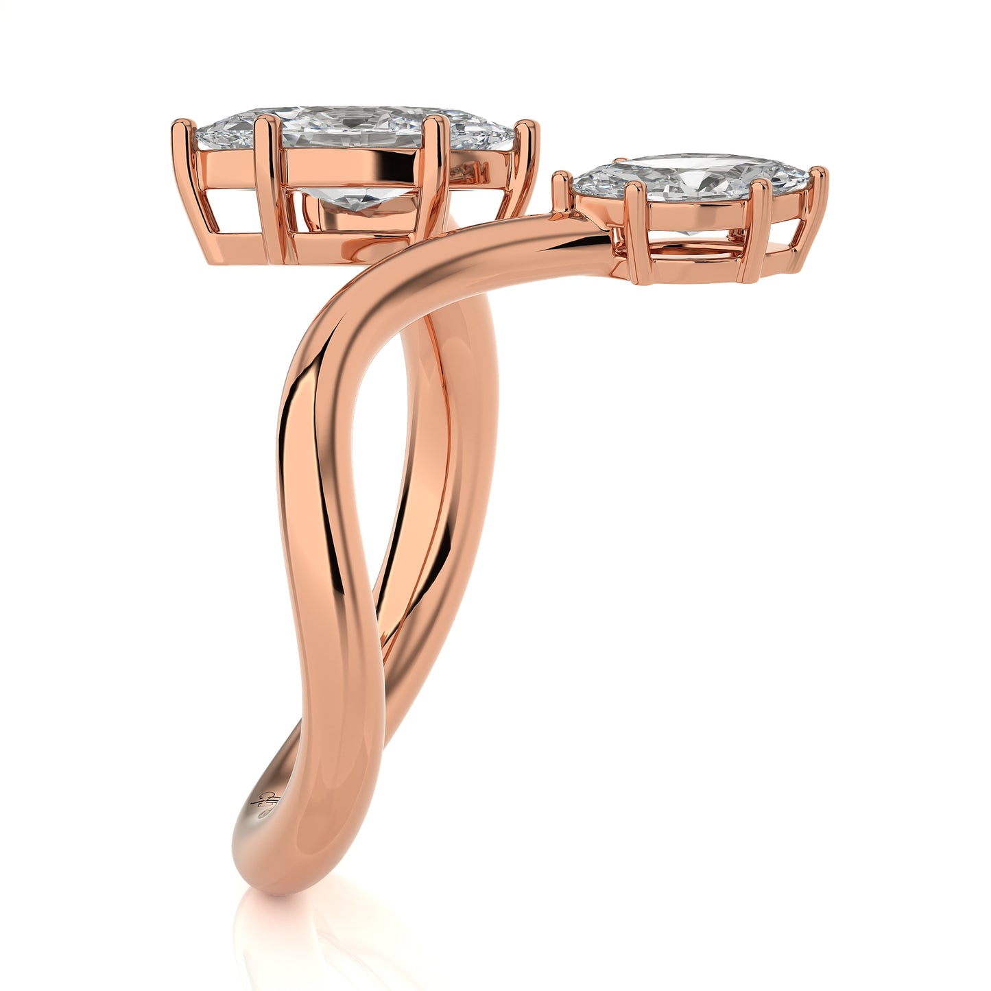 0.95 Ct Two Stone Open Style Engagement Ring & Wedding Ring