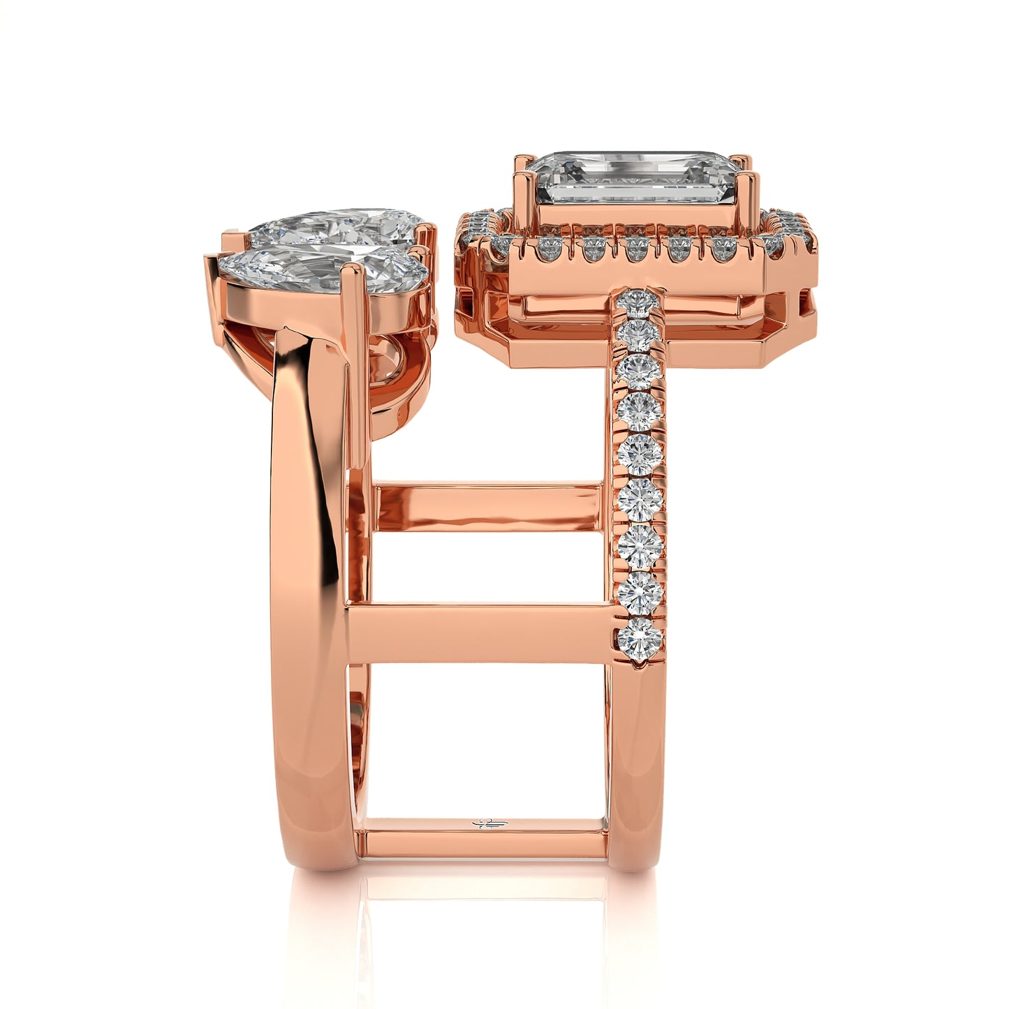 3.28 Ct Halo/Pave Double Claw Engagement Ring & Wedding Ring