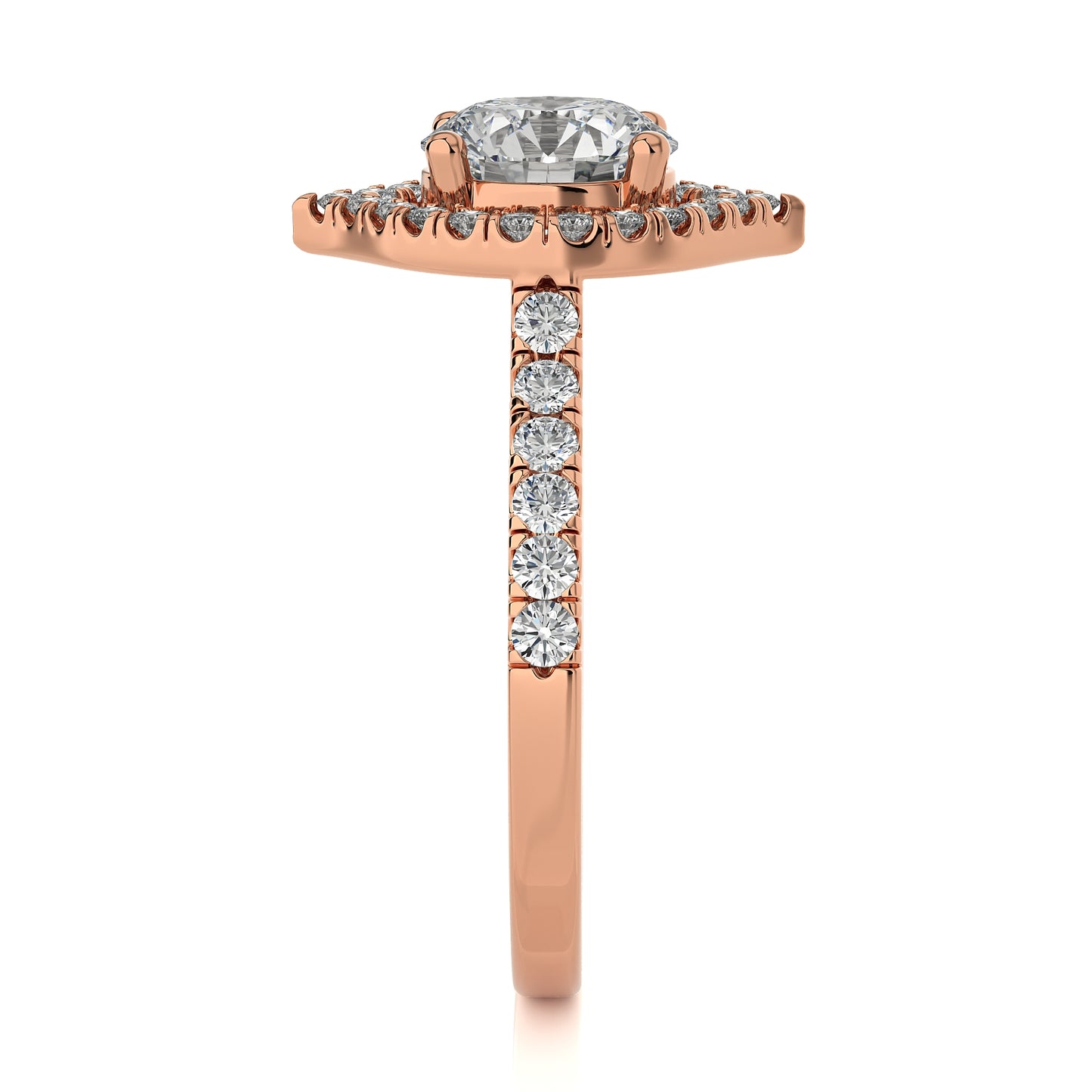 2.63 Ct Engagement Ring with Halo/Pave & Wedding Rings